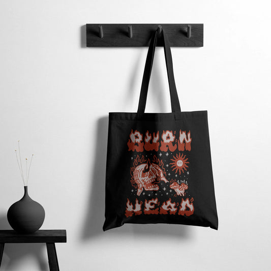 Blaze Theory Burn Head Black Tote Bag