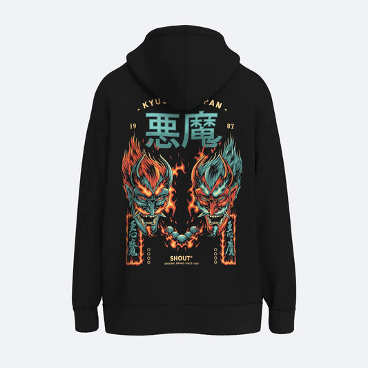 Oversize Shout Kyushu Japan 1987 Oldschool Unisex Zip Up Hoodie