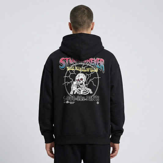 Oversize Shout Stuck Forever Unisex Zip Up Hoodie