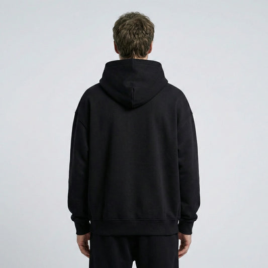 Shout Oversize Basic Black Unisex Oldschool Hoodie