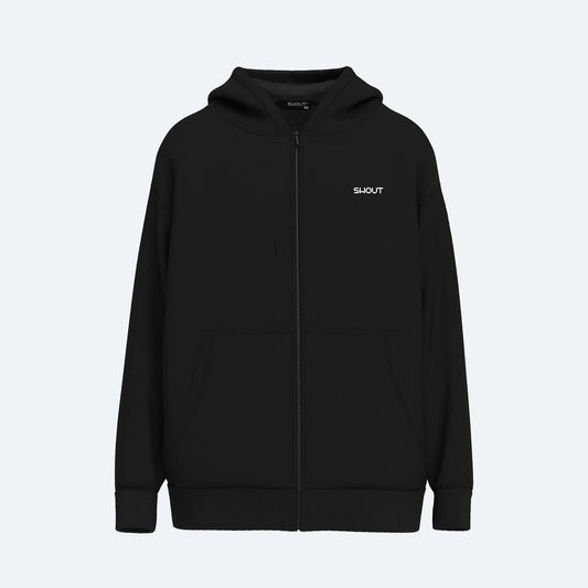Shout Oversize Basic Unisex Oldschool Zip Up Hoodie