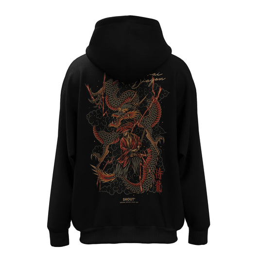 Shout Oversize Samurai Dragon Japanese Culture Unisex Hoodie