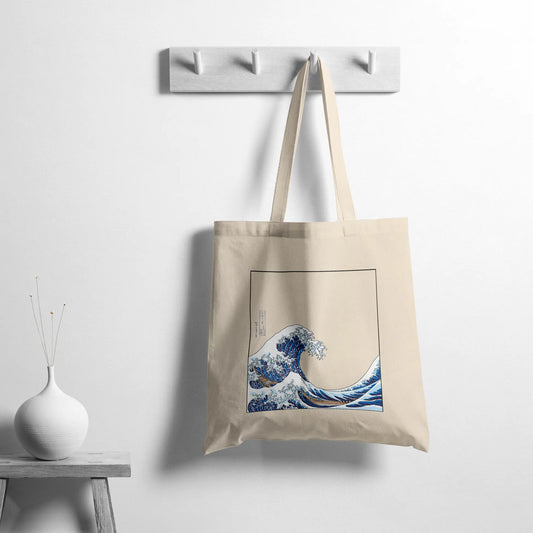 Neo Ukiyoe The Great Wave Beige Tote Bag