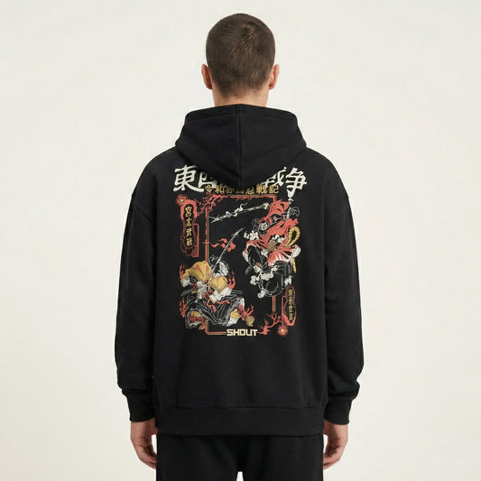Oversize Shout Musashi vs Sasuke Unisex Zip Up Hoodie