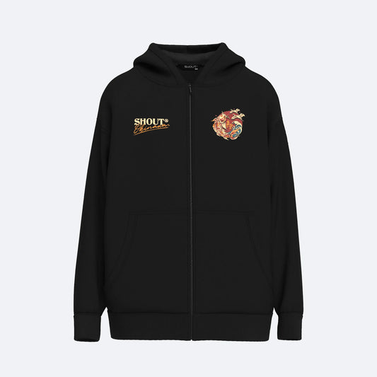Oversize Shout Okinawa Koi Unisex Zip Up Hoodie