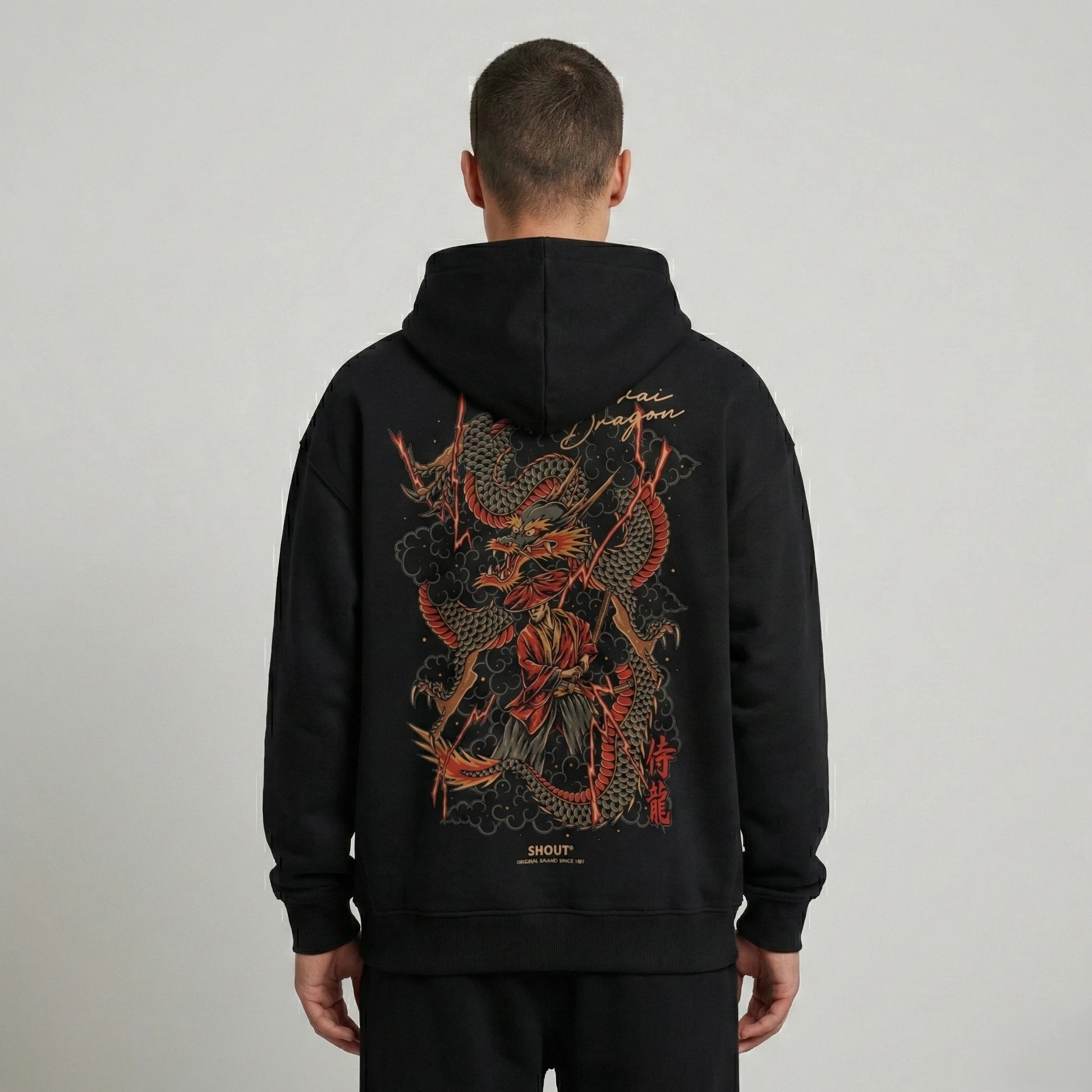 Oversize Shout Samurai Dragon Japanese Culture Unisex Zip Up Hoodie