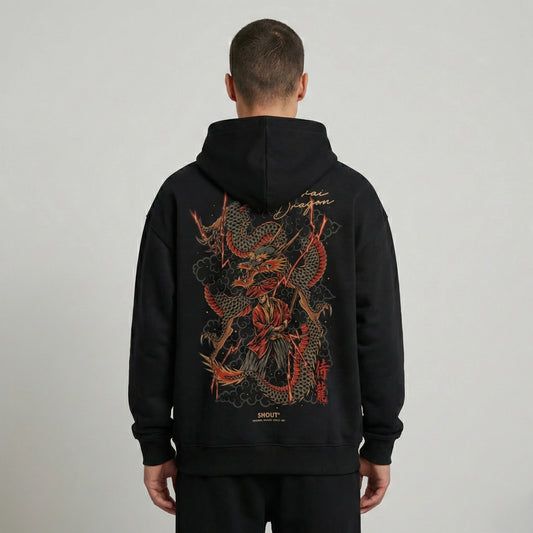 Oversize Shout Samurai Dragon Japanese Culture Unisex Zip Up Hoodie