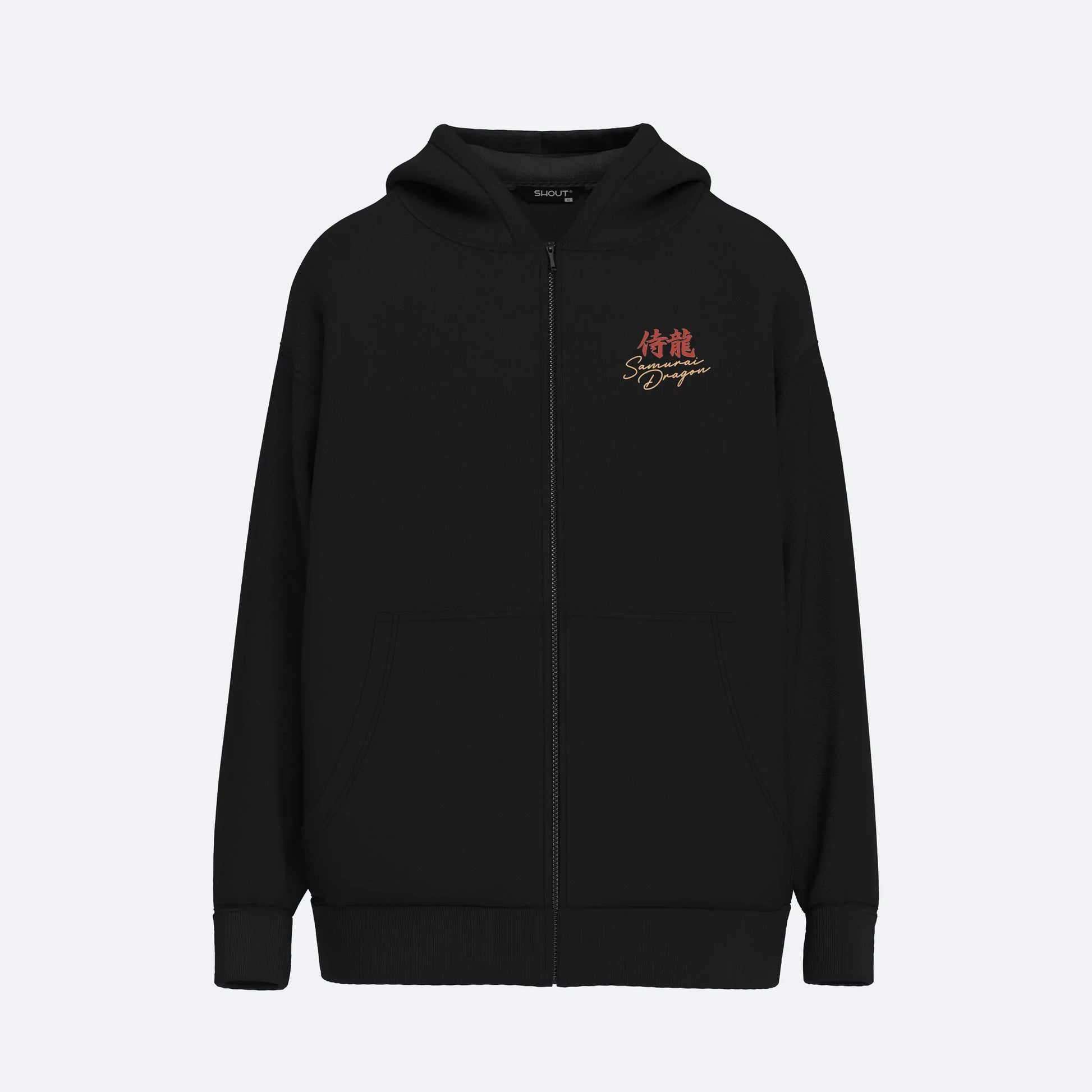 Oversize Shout Samurai Dragon Japanese Culture Unisex Zip Up Hoodie