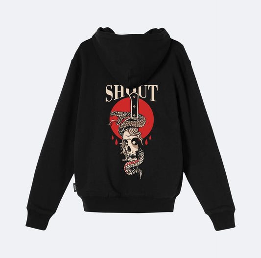 Oversize Shout Skull and Snake Oldschool Unisex Hoodie