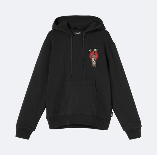 Oversize Shout Skull and Snake Oldschool Unisex Hoodie