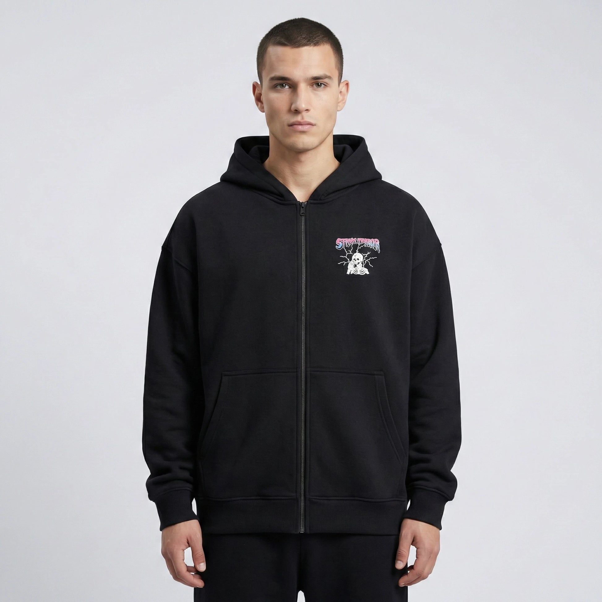 Oversize Shout Stuck Forever Unisex Zip Up Hoodie