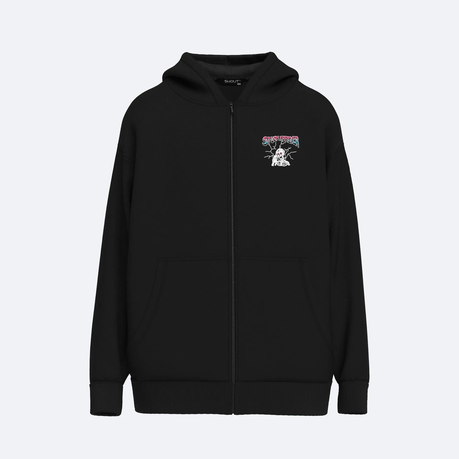 Oversize Shout Stuck Forever Unisex Zip Up Hoodie