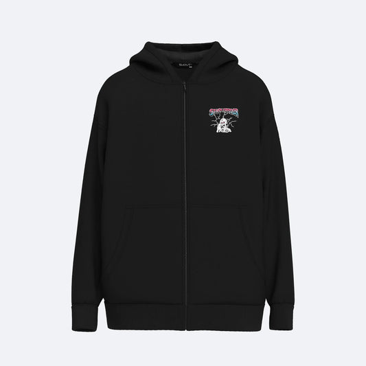 Oversize Shout Stuck Forever Unisex Zip Up Hoodie