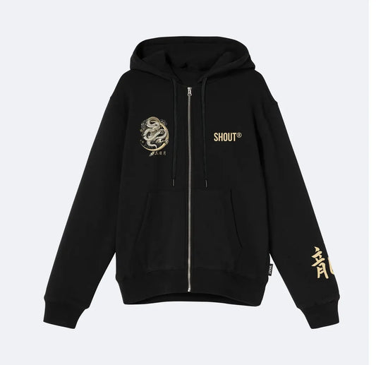 Shout Dragon On The Moon Oversize Zip Up Hoodie