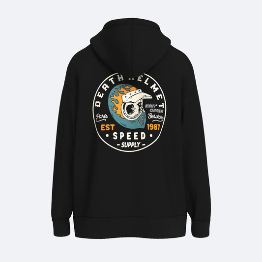 Shout Oversize Death Helmet Oldschool Unisex Zip Up Hoodie