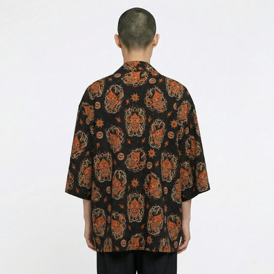 Shout Oversize Japanese Oni Mask Unisex Black Kimono