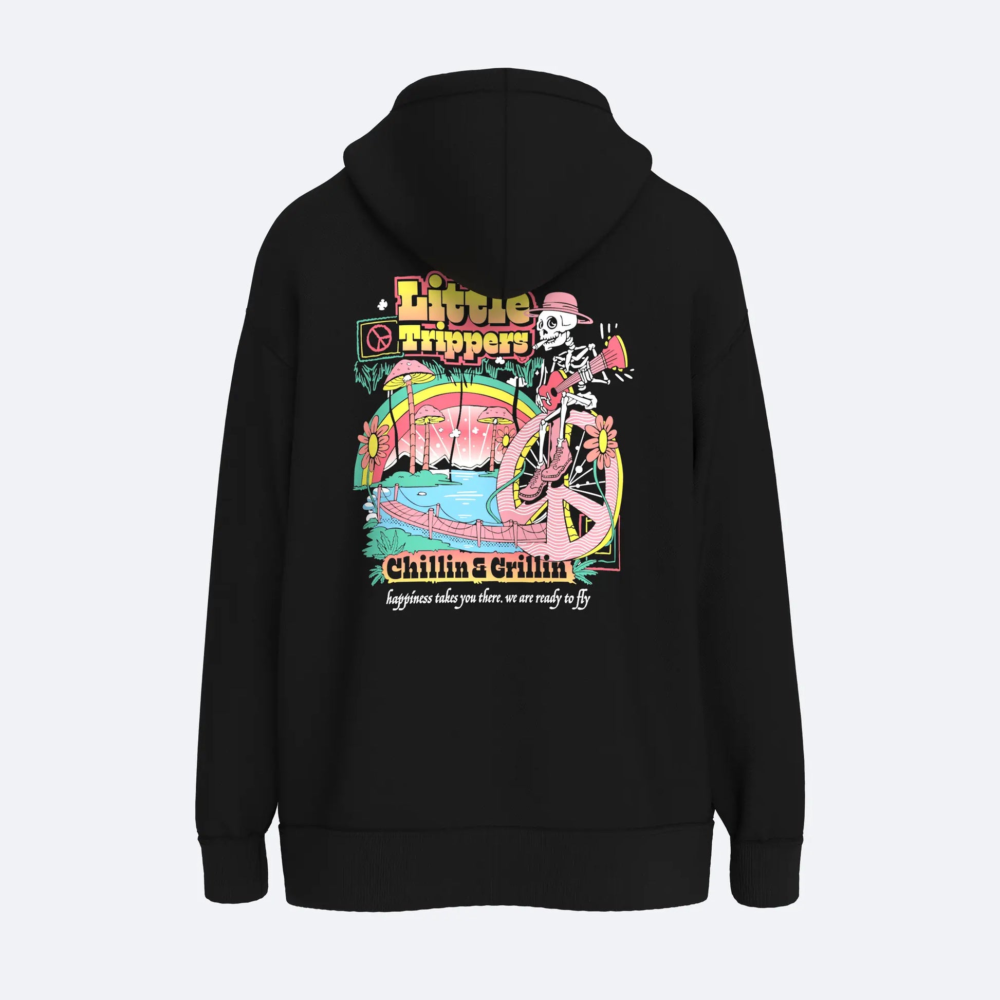 Shout Oversize Little Trippers Oldschool Unisex Zip Up Hoodie
