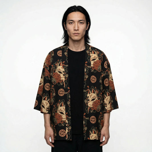 Shout Oversize Mask Kitsune Unisex Kimono