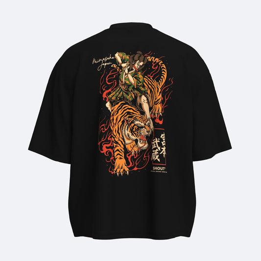 Shout Oversize Musashi Tiger Unisex Boxy Fit T-Shirt