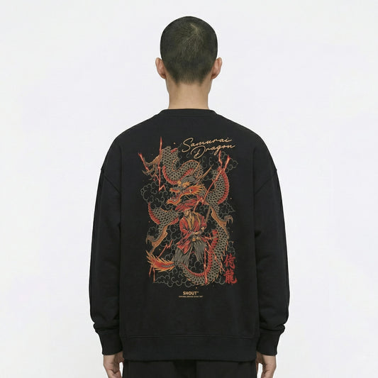 Shout Oversize Samurai Dragon Japanese Culture Unisex Sweatshirt