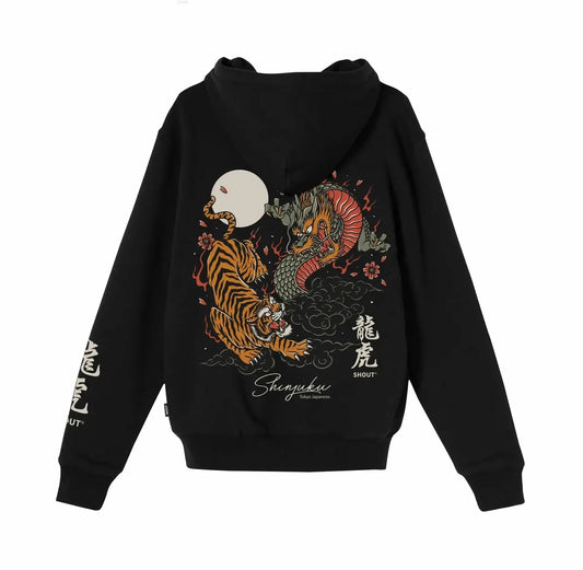 Shout Oversize Tokyo Shinjuku Tiger vs. Dragon Unisex Zip Up Hoodie