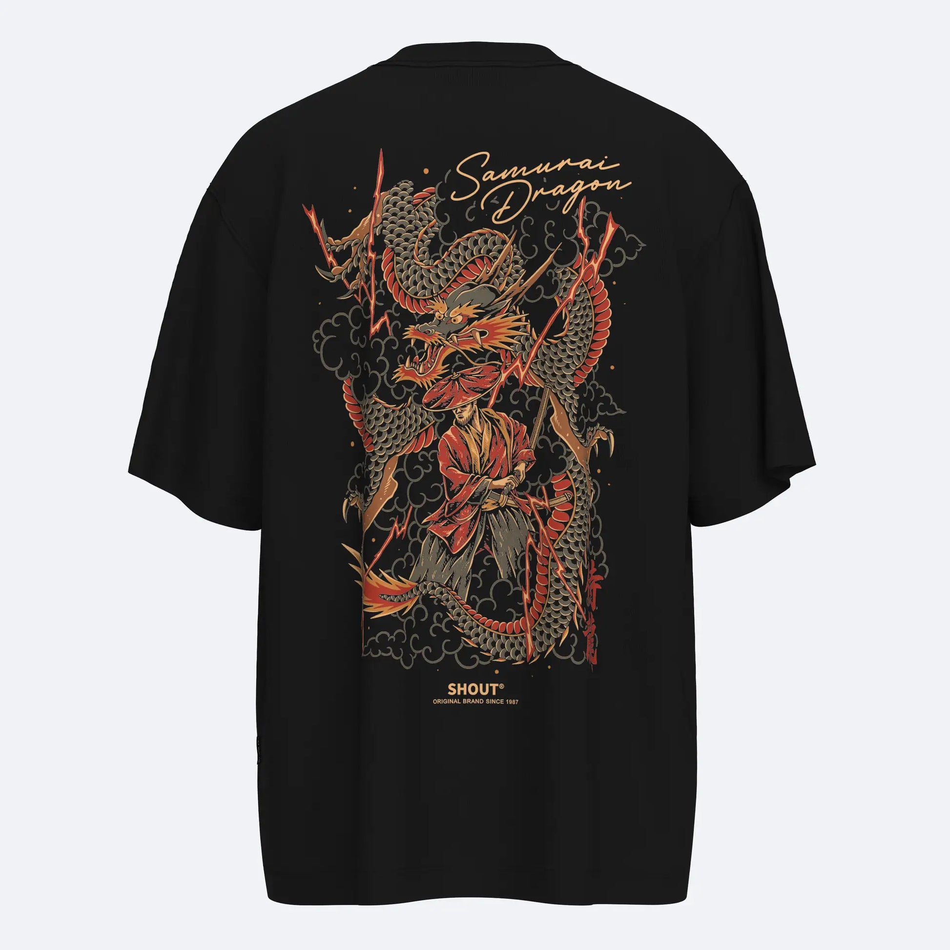 Shout Samurai Dragon Japanese Culture Unisex Oversize Tişört
