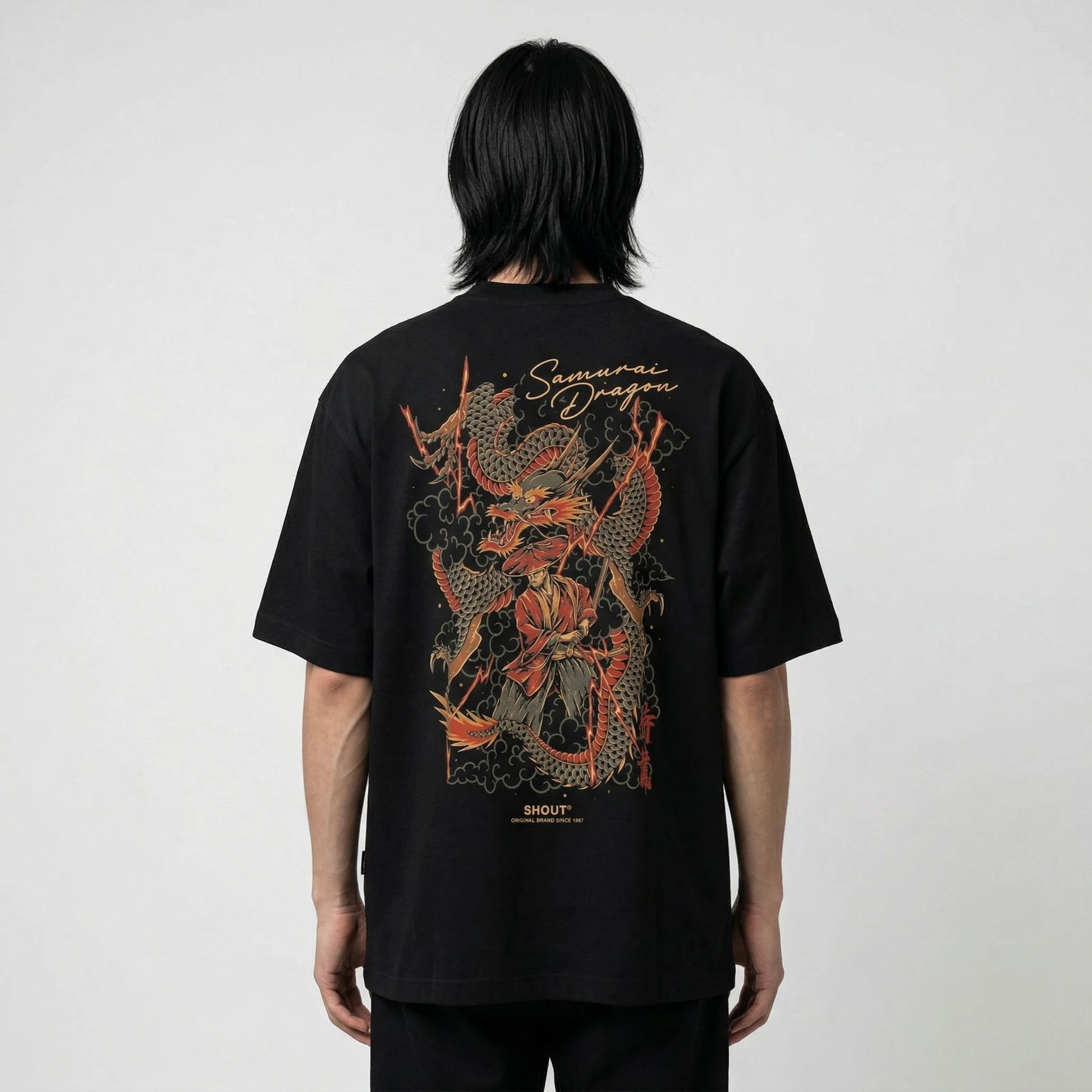 Shout Samurai Dragon Japanese Culture Unisex Oversize Tişört